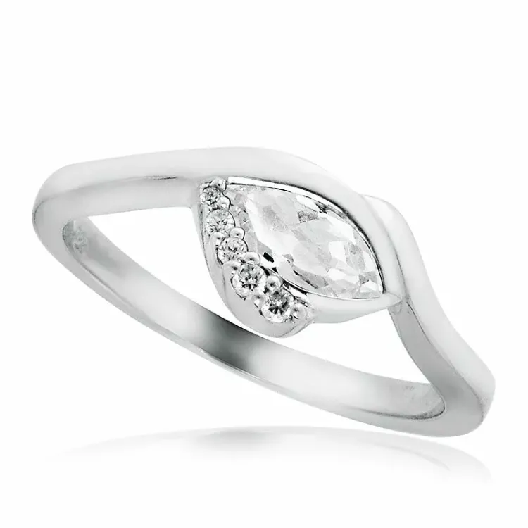 witte zirkoon ring in gerodineerd zilver