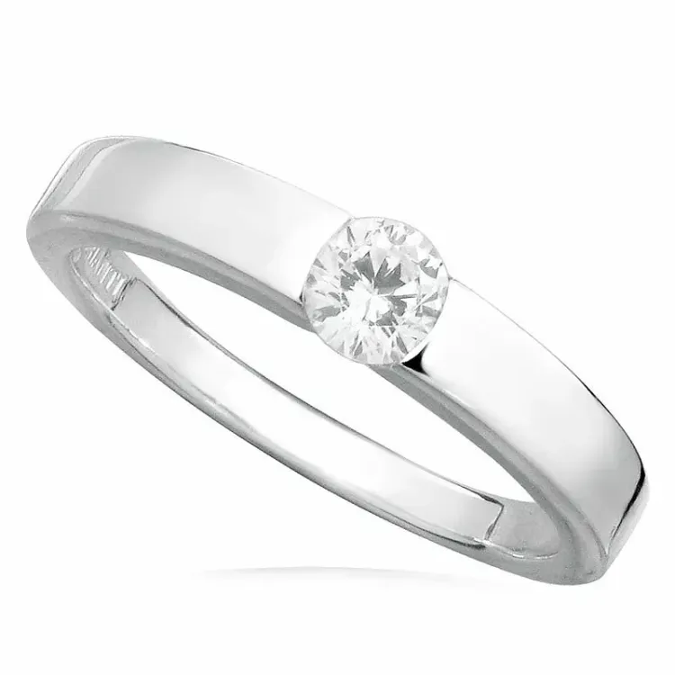 witte zirkoon ring in gerodineerd zilver
