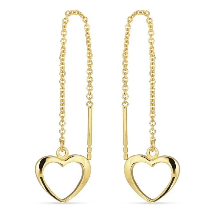 hart oorhanger in verguld sterlingzilver