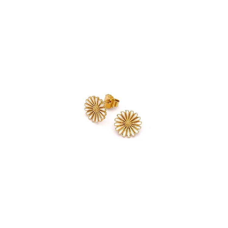 10 mm margriet oorbellen in verguld sterlingzilver