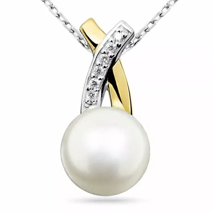 parel hanger in zilver en verguld sterlingzilver