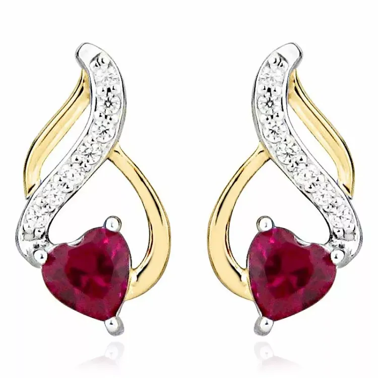 hart oorsteker in gerodineerd zilver met verguld sterlingzilver