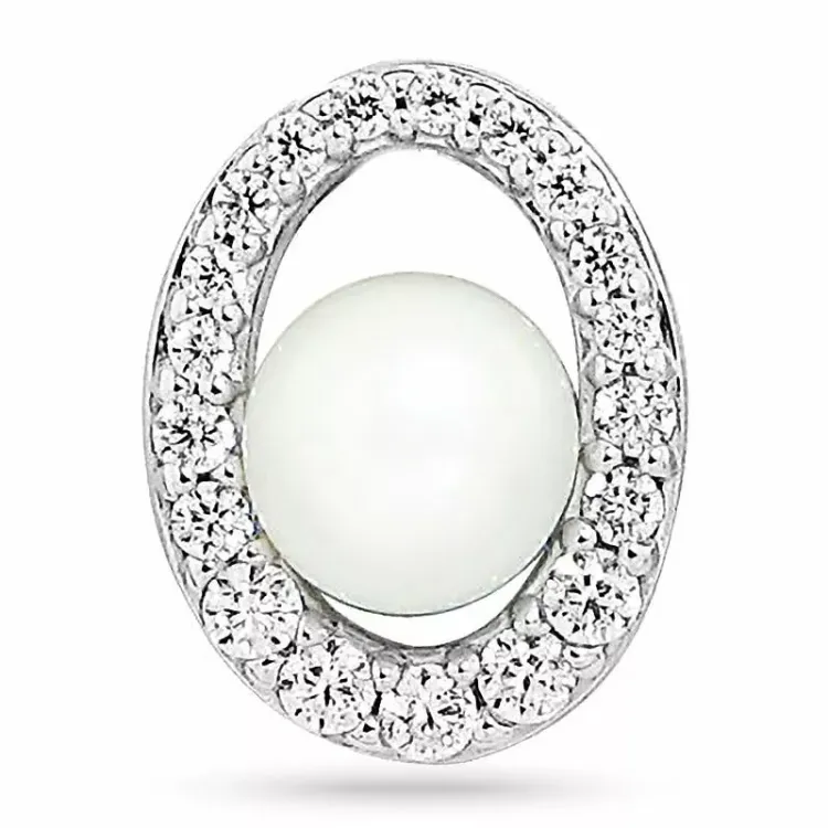 Elegant ovaal hanger in gerodineerd zilver