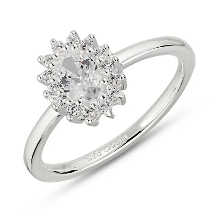 zirkoon rozetring in zilver