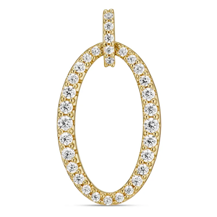 ovaal zirkoon hanger in verguld sterlingzilver