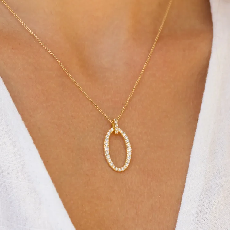 ovaal zirkoon hanger in verguld sterlingzilver