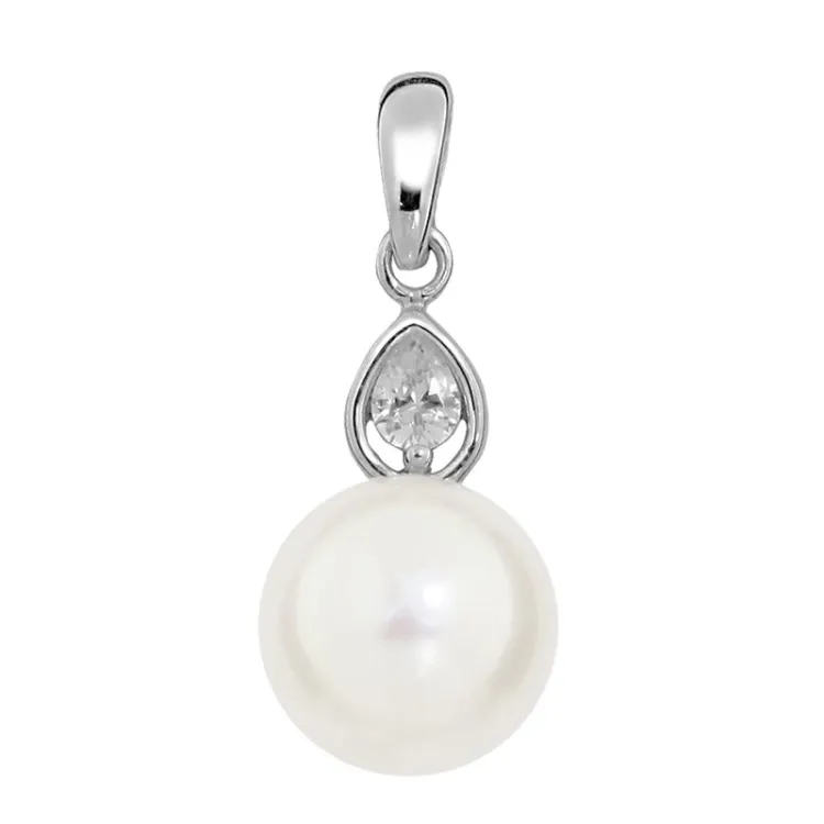 Rond parel hanger in gerodineerd zilver