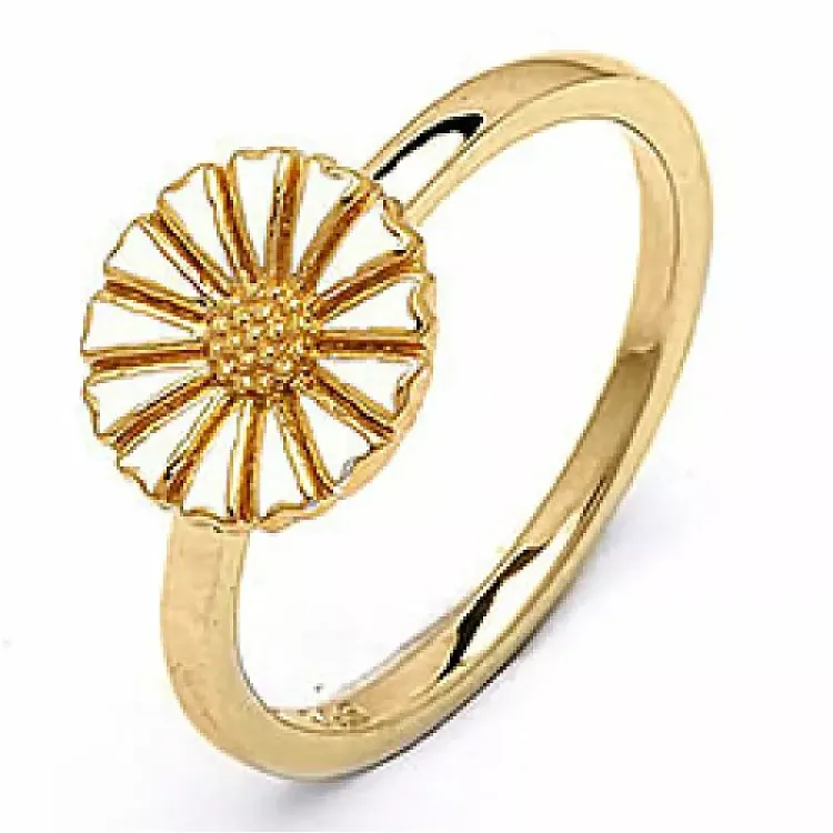 10 mm margriet ring in verguld sterlingzilver