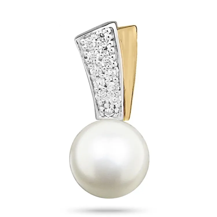 parel hanger in gerodineerd zilver en verguld sterlingzilver