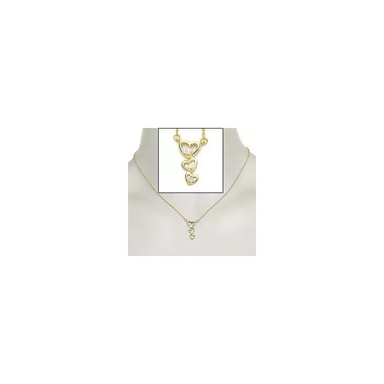 Hart zirkoon hanger met ketting in verguld sterlingzilver