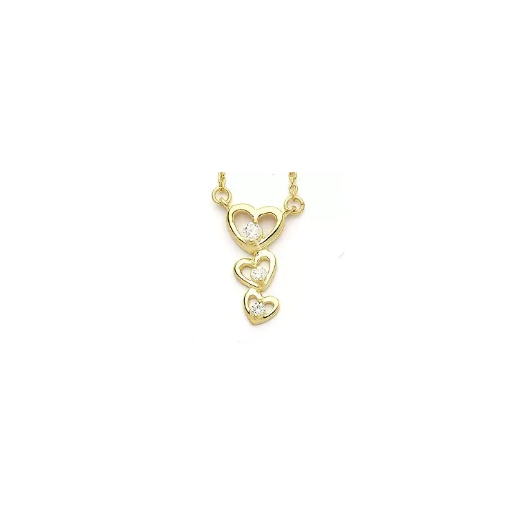 Hart zirkoon hanger met ketting in verguld sterlingzilver