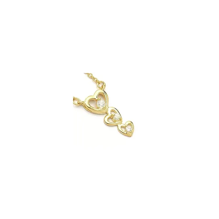 Hart zirkoon hanger met ketting in verguld sterlingzilver