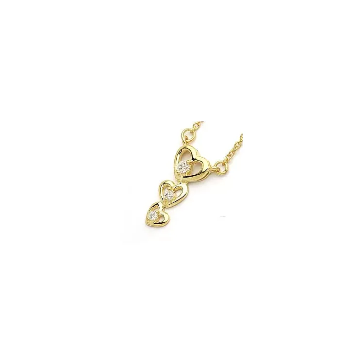 Hart zirkoon hanger met ketting in verguld sterlingzilver