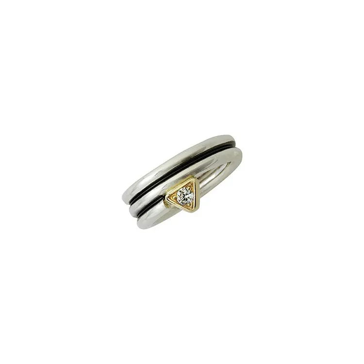 RS of Scandinavia ring in geoxideerd sterlingzilver met 14 karaat goud witte zirkoon