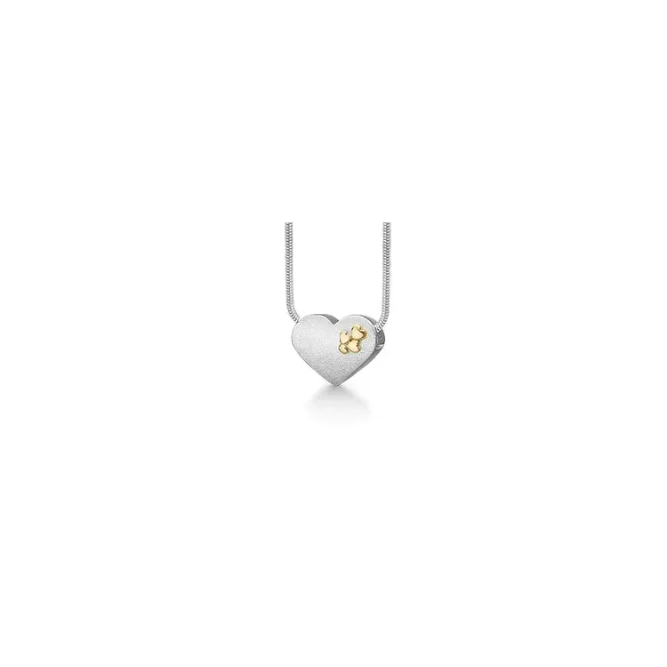 RS of Scandinavia hart hanger met ketting in zilver en 14 karaat goud