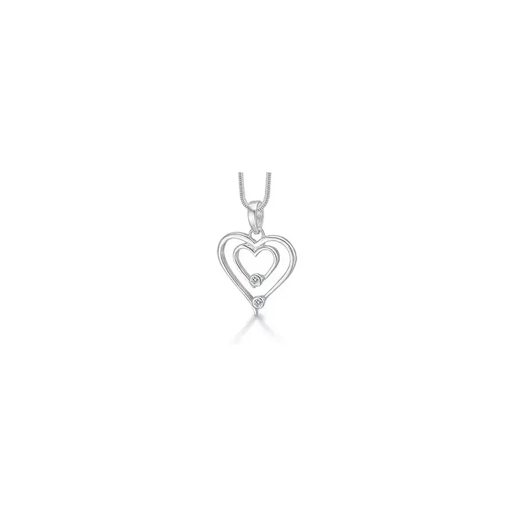 RS of Scandinavia hart hanger met ketting in zilver witte zirkoon