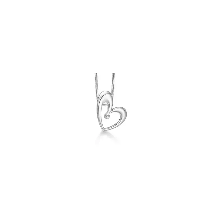 RS of Scandinavia hart hanger in zilver witte zirkoon