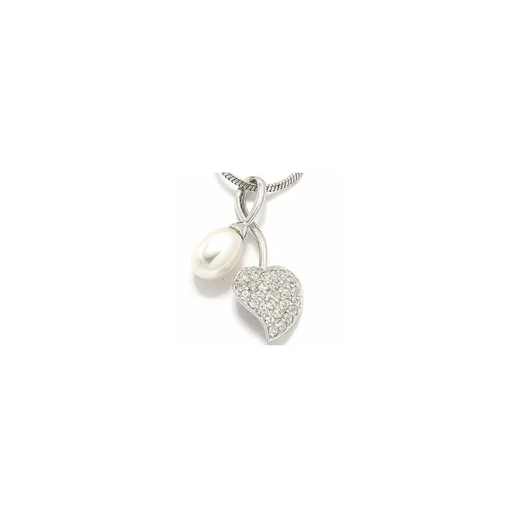 witte parel hanger in zilver