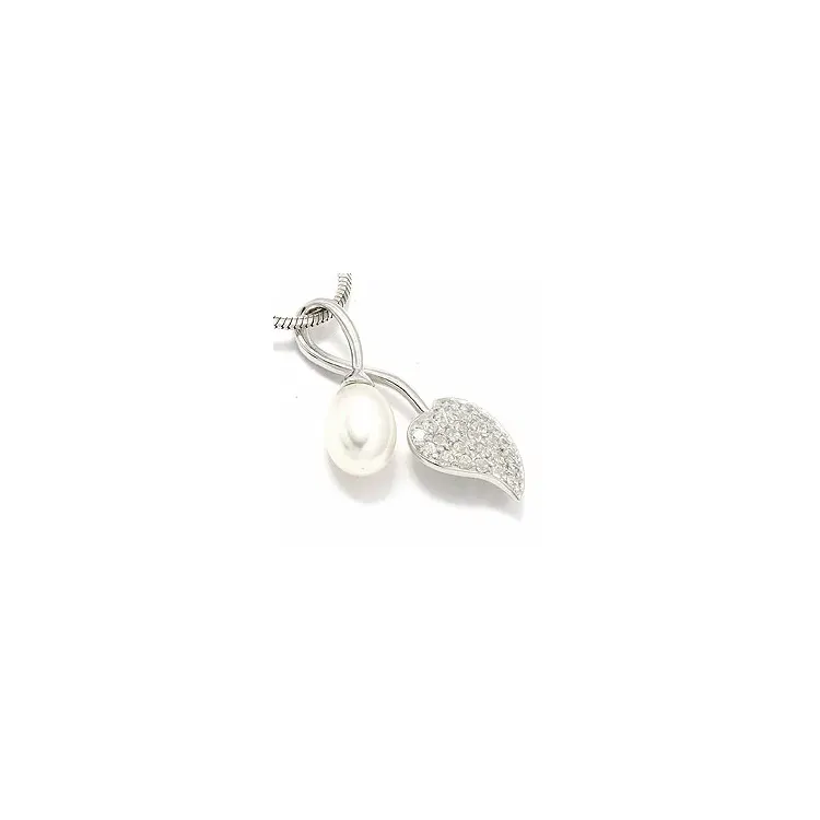 witte parel hanger in zilver