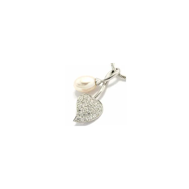 witte parel hanger in zilver