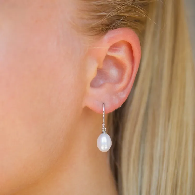 8-8,5 mm parel oorbellen in zilver