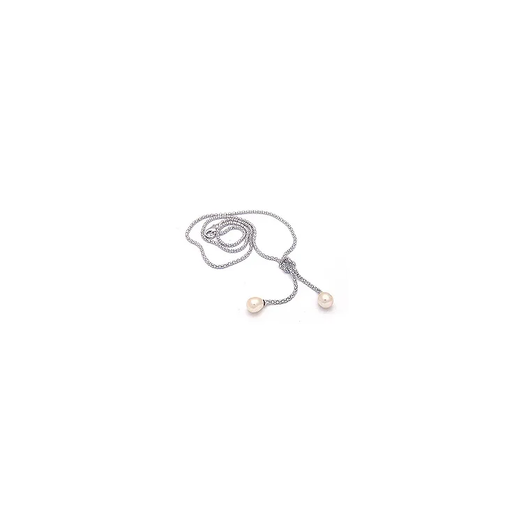 Parel ketting met hanger in gerodineerd zilver