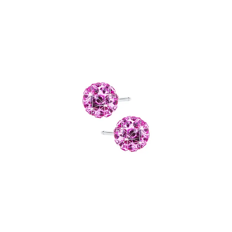 Blomdahl rond oorbellen in titanium pink kristal