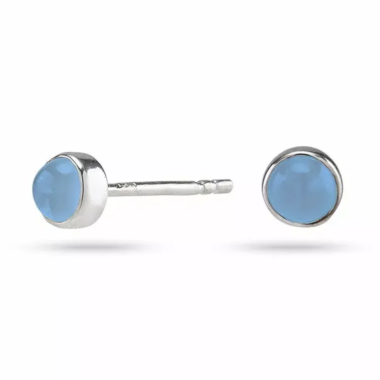 Nordahl andersen rond caledoniet oorbellen in gerodineerd zilver blauwe caledonieten
