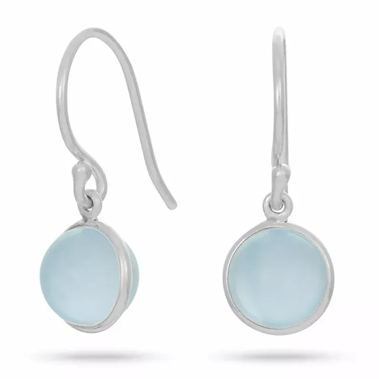 Lang nordahl andersen rond oorbellen in gerodineerd zilver blauwe caledonieten