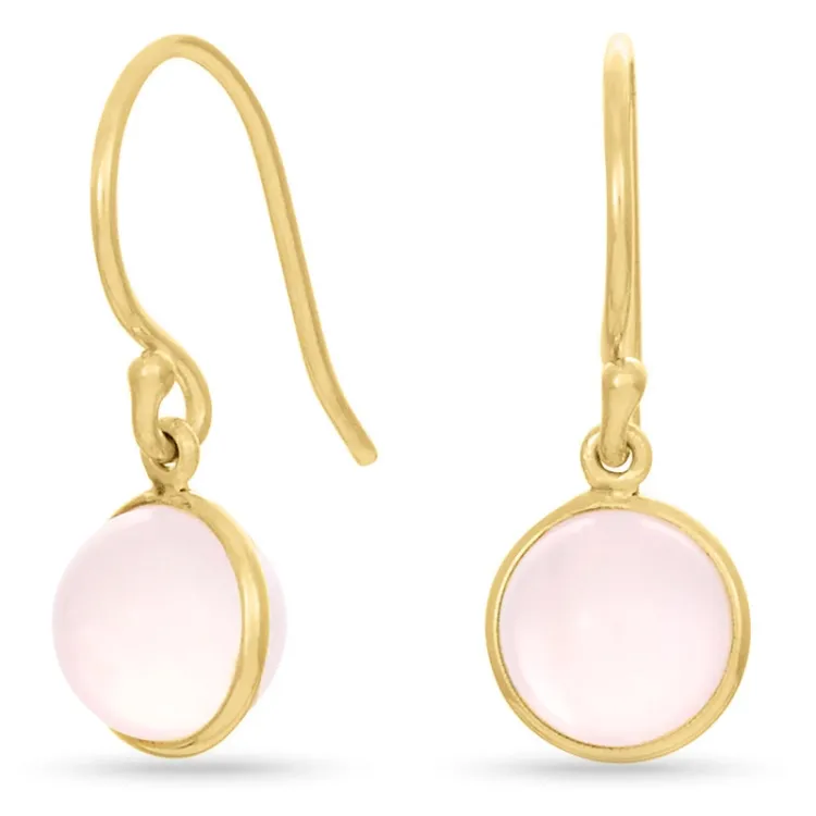 Lange nordahl andersen kwarts oorbellen in verguld sterlingzilver roze kwartsen