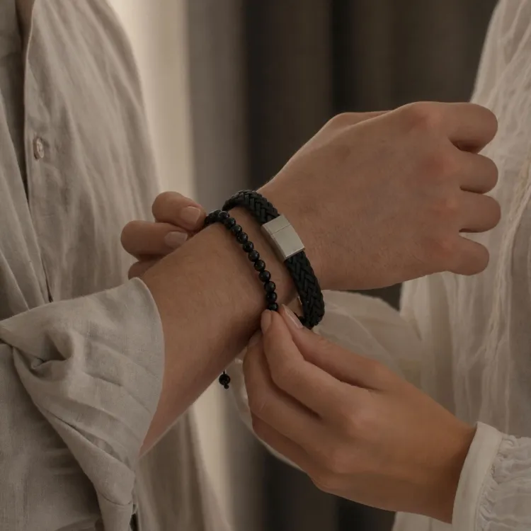 Nordahl andersen zwart armband in leren