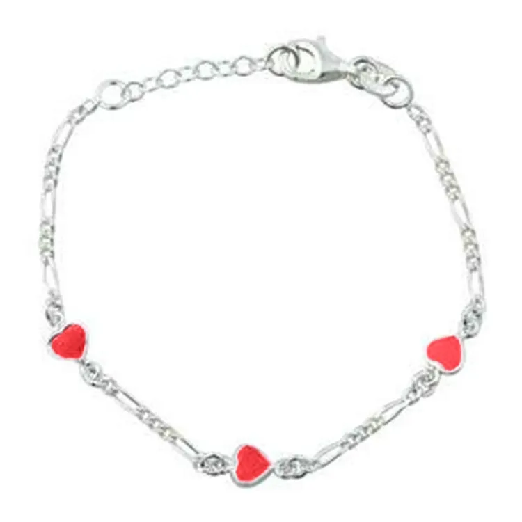 kinderen NORDAHL ANDERSEN hart armband in gerodineerd zilver roze emaille