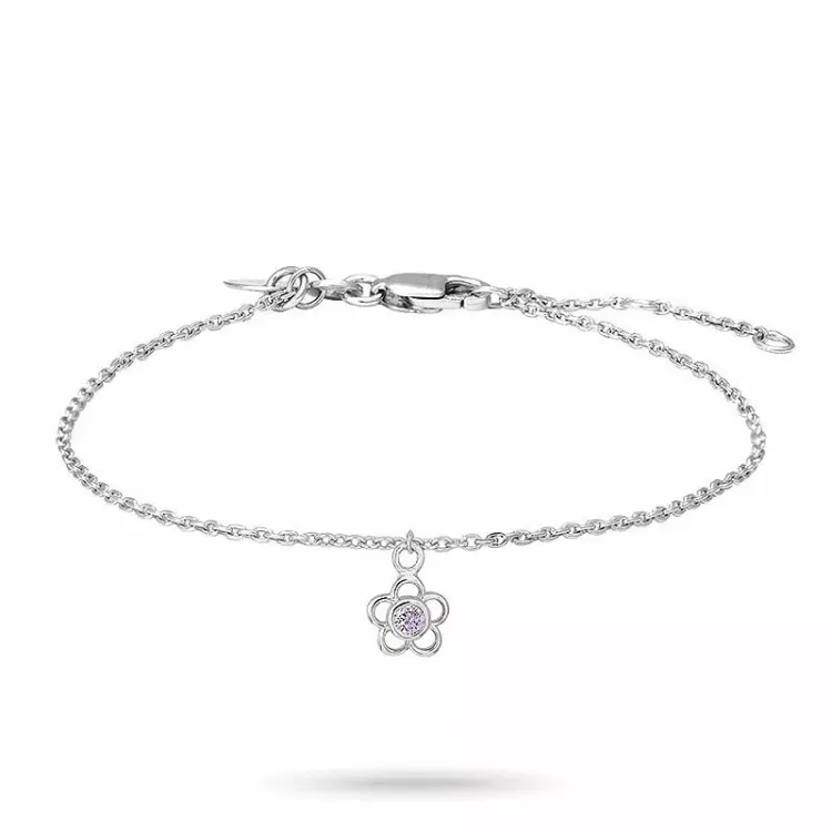 kinderen NORDAHL ANDERSEN bloem armband in gerodineerd zilver roze zirkoon