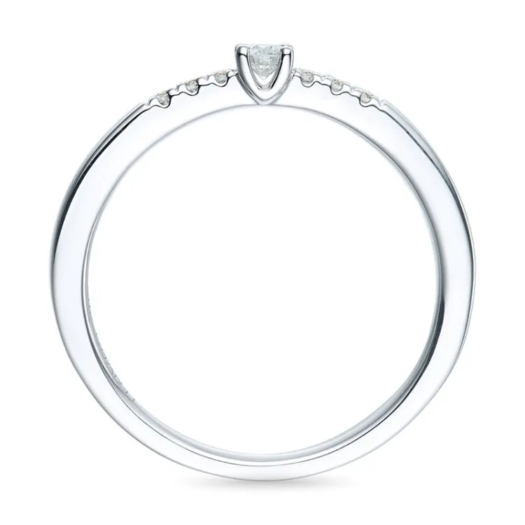 rond diamant ring in 14 karaat witgoud 0,08 ct 0,06 ct
