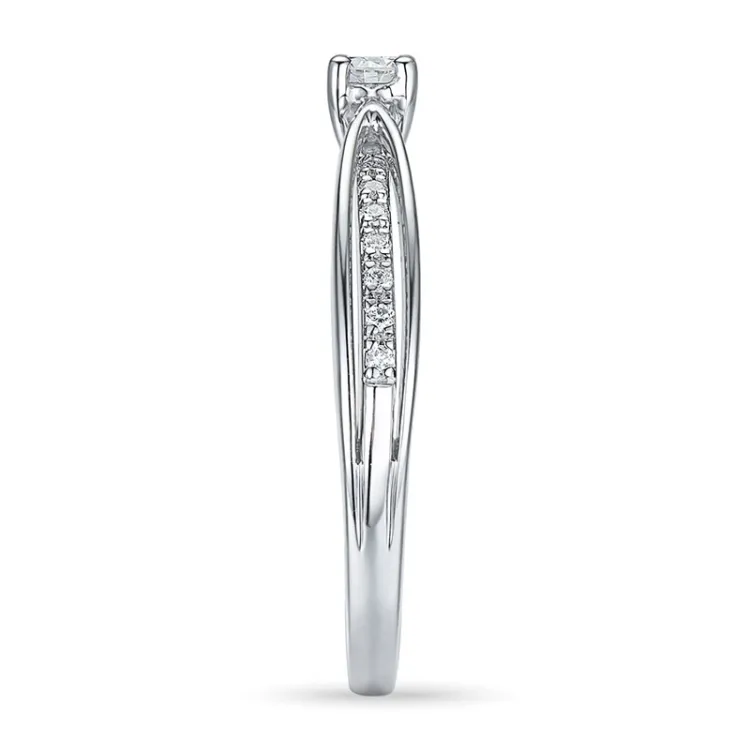 rond diamant ring in 14 karaat witgoud 0,14 ct