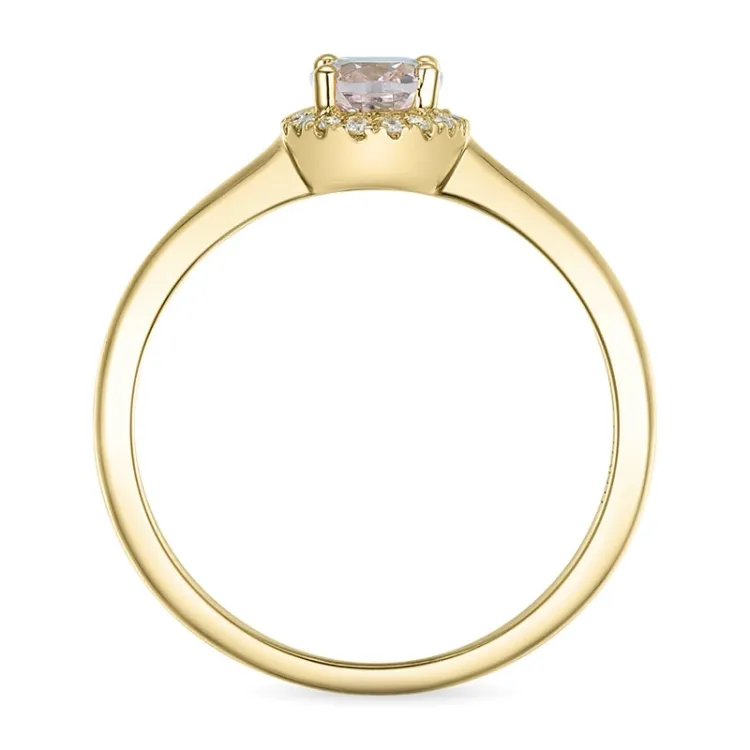 ovale morganiet diamant ring in 14 karaat goud 0,83 ct 0,09 ct
