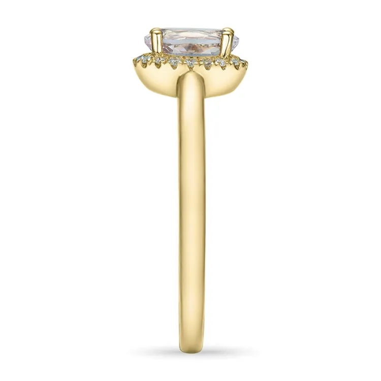 ovale morganiet diamant ring in 14 karaat goud 0,83 ct 0,09 ct