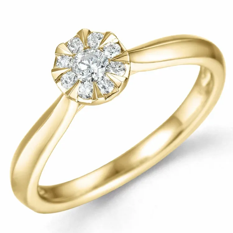 testsieraad rond diamant ring in 14 karaat goud 0,10 ct 0,12 ct