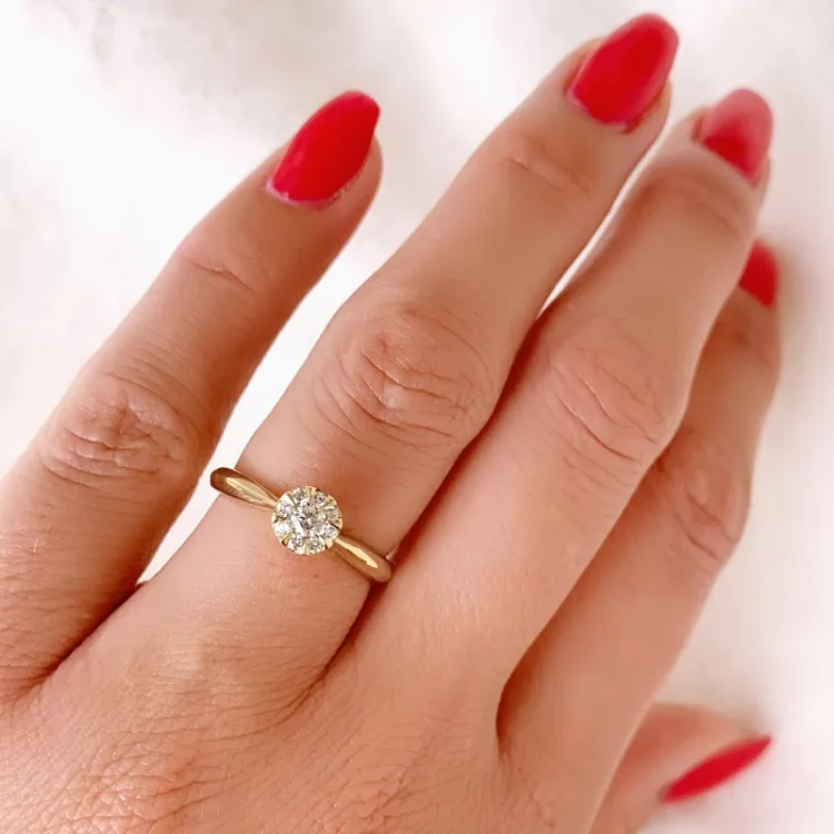 testsieraad rond diamant ring in 14 karaat goud 0,10 ct 0,12 ct