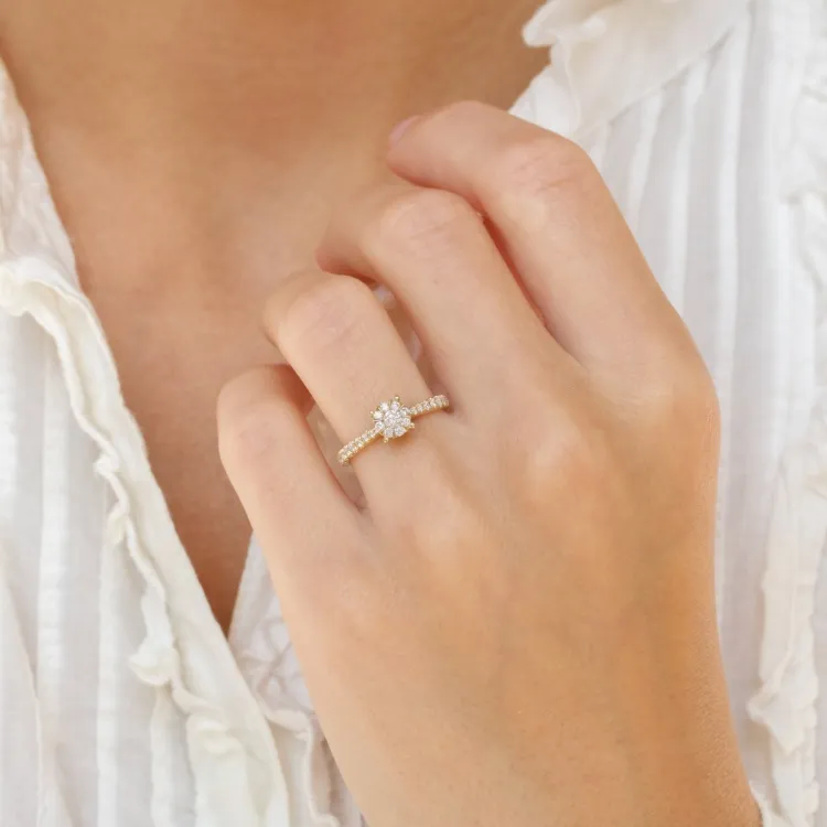 rond diamant ring in 14 karaat goud 0,10 ct 0,36 ct