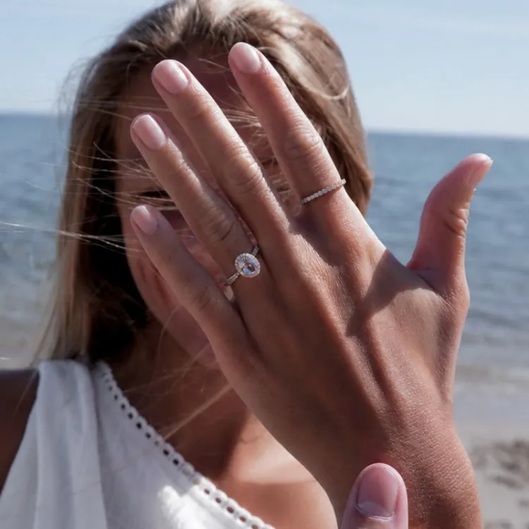 morganiet diamant ring in 14 karaat goud 1,28 ct 0,32 ct
