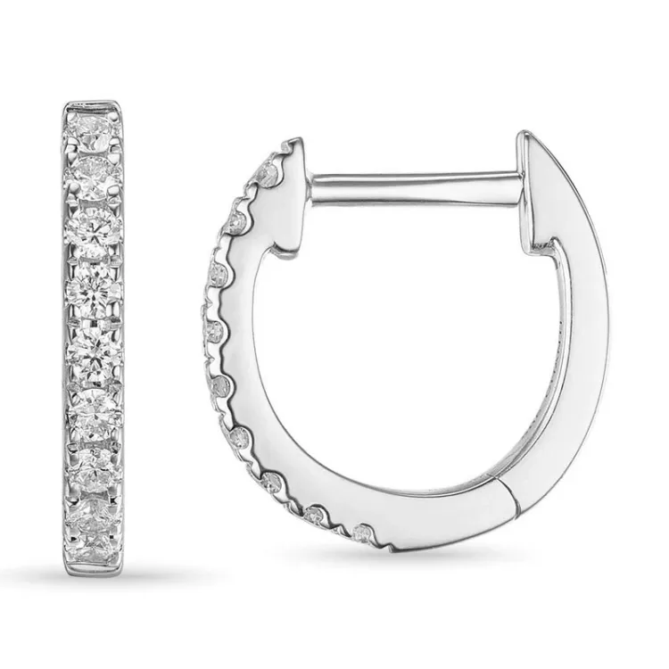 12 mm creool in 14 karaat witgoud met diamant 