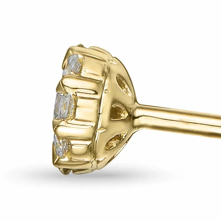 rond diamant oorsteker in 14 karaat goud met diamant en diamant 