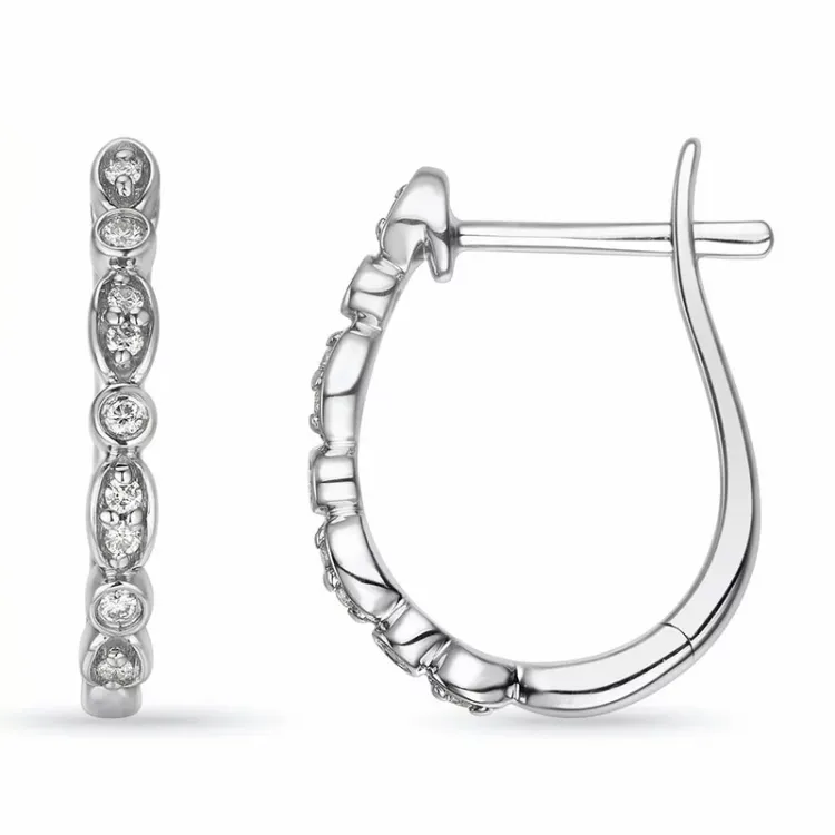 diamant creool in 14 karaat witgoud met diamant