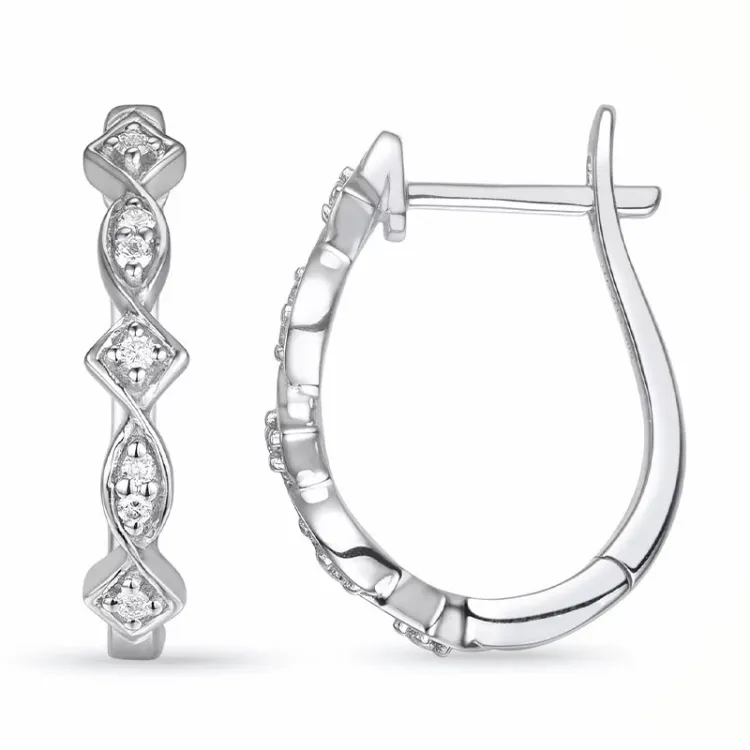 diamant creool in 14 karaat witgoud met diamant