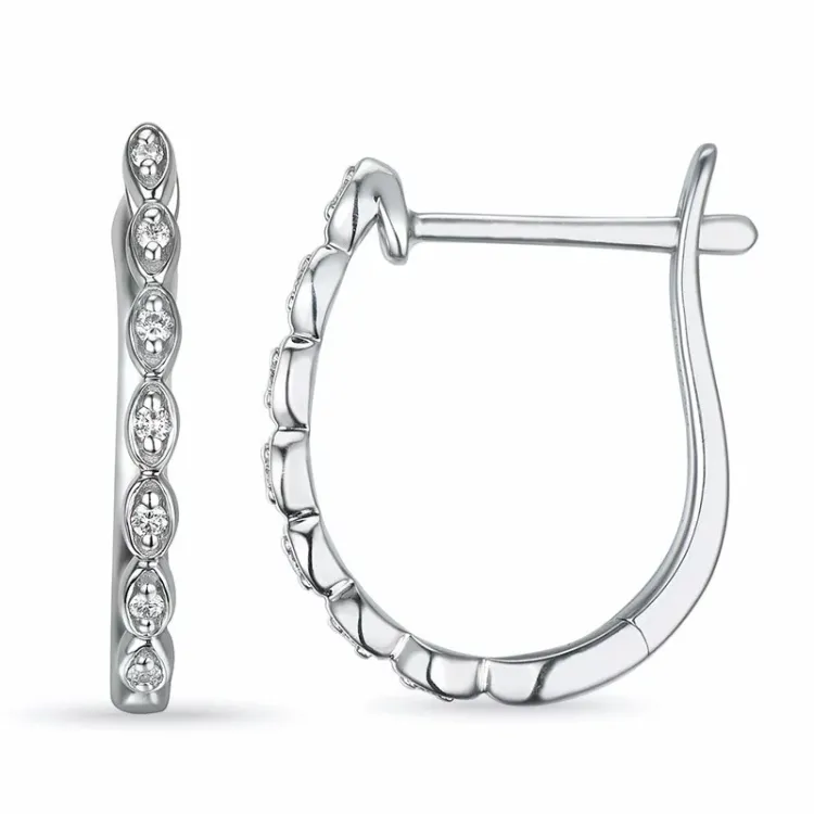 17 mm creool in 14 karaat witgoud met diamant 