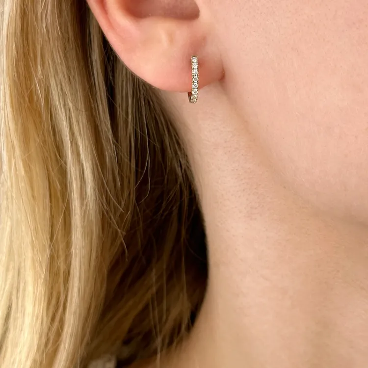 12 mm diamant creool in 14 karaat goud met diamant 