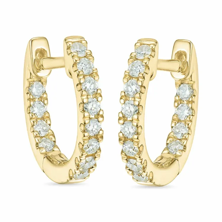 12 mm diamant creool in 14 karaat goud met diamant 