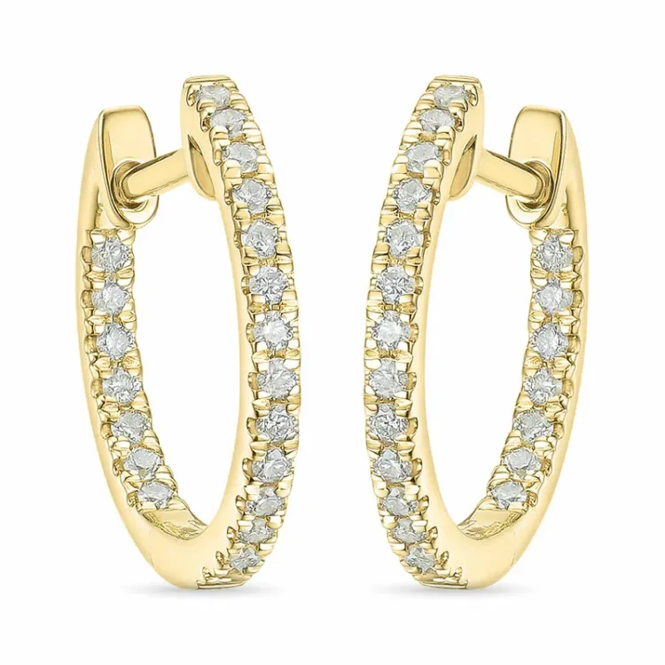 15 mm diamant creool in 14 karaat goud met diamant 