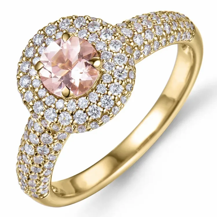 morganit diamant ring in 14 karaat goud 0,43 ct 0,66 ct